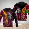 Personalized 3D Hoodie Brisbane Broncos NRL Skull Cap Custom Name 3D All Over Print Zip up Hoodie Option 1