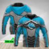 Personalized 3D Hoodie Cronulla Sutherland Sharks NRL Metal Custom Name 3D All Over Print Zip up Hoodie Option 1