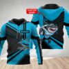Personalized 3D Hoodie Cronulla Sutherland Sharks Vector Mascot NRL Custom Name 3D All Over Print Zip up Hoodie Option 1