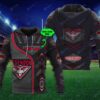 Personalized 3D Hoodie Essendon Football Club AFL 3D Metal Custom Name 3D All Over Print Zip up Hoodie Option 1