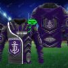 Personalized 3D Hoodie Fremantle Football Club AFL 3D Metal Custom Name 3D All Over Print Zip up Hoodie Option 1