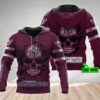 Personalized 3D Hoodie Manly Warringah Sea Eagles NRL Skull Custom Name 3D All Over Print Zip up Hoodie Option 1