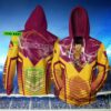 Personalized Brisbane Broncos NRL Lightning Mascot 3D Hoodie Custom Name 3D All Over Print Zip up Hoodie Option 1