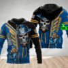 Personalized Custom 3D Hoodie Gold Coast Titans NRL Skull Cap Custom Name 3D All Over Print Zip up Hoodie Option 1
