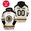 Personalized Custom Name And Number NHL Boston Bruins White For Fans 3D All Over Print Zip up Hoodie Option 1