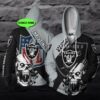 Personalized Las Vegas Raiders NFL Skull Custom 3D All Over Print Hoodie 1