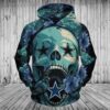 Personalized Nfl Dallas Cowboys Skull Flower 3D All Over Print Zip Up Hoodie Option Personalized NFL Dallas Cowboys Skull Flower 3D All Over Print Zip up Hoodie Option 1