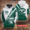 Personalized New York Jets NFL Custom Name 3D Printed Pull Over Hoodie Zip Up Hoodie 1