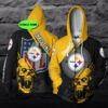 Personalized Pittsburgh Steelers Nfl Skull Custom 3D All Over Print Hoodie Personalized Pittsburgh Steelers NFL Skull Custom 3D All Over Print Hoodie 1