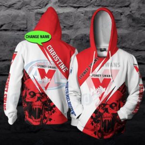 Personalized Sydney Swans Hoodie with AFL Skull Design Show Your Support for the Team 1