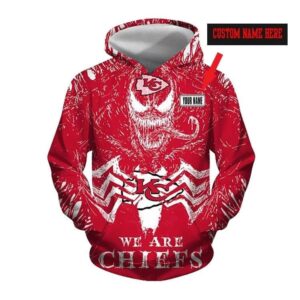Personalized Venom Kansas City Chiefs Red Hoodie 3D Hoodie Zip Hoodie NFL 3D All Over Print Hoodie Zip Hoodie 1