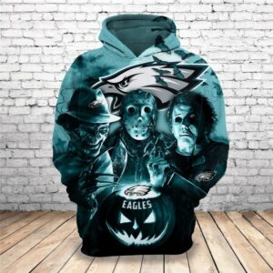 Philadelphia Eagles Hoodie Hoodie 3D Horror Night Halloween Pullover Nfl 0