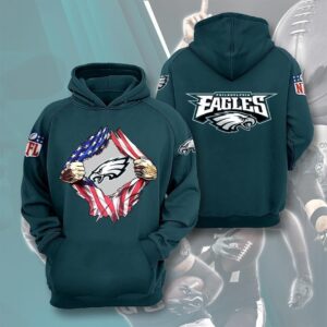 Philadelphia Eagles NFL American Ripped 3D Hoodie Zip Hoodie NFL 3D All Over Print Hoodie Zip Hoodie 1