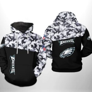 Philadelphia Eagles NFL Camo Veteran Team 3D All Over Print Zip up Hoodie Option 1