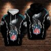 Philadelphia Eagles NFL Football Claws 3D All Over Print Zip up Hoodie Option 1