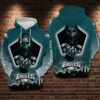 Philadelphia Eagles NFL Football Skull Death 3D All Over Print Zip up Hoodie Option 1