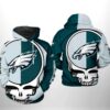 Philadelphia Eagles NFL Grateful Dead 3D All Over Print Zip up Hoodie Option 1