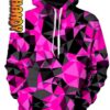 Pink and Black Geo Unisex 3D Hoodie 0