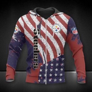 Pittsburgh Steelers American Flag 3D Hoodie Zip Hoodie NFL 3D All Over Print Hoodie Zip Hoodie 1