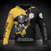 Pittsburgh Steelers Black Golden 3D Hoodie Zip Hoodie NFL 3D All Over Print Hoodie Zip Hoodie 1