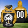 Pittsburgh Steelers Cute Snoopy Show 3D All Over Print Zip Up Hoodie Option with Custom Name and Number 1