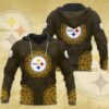 Pittsburgh Steelers Golden Black V2 3D Hoodie Zip Hoodie NFL 3D All Over Print Hoodie Zip Hoodie 1