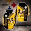 Pittsburgh Steelers Mickey Mouse 3D Hoodie Zip Hoodie NFL 3D All Over Print Hoodie Zip Hoodie 1