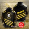 Pittsburgh Steelers NFL Logo 3D Hoodie Personalized Custom Name 3D Hoodie 3D Printed Pull Over Hoodie Zip Up Hoodie 1