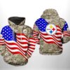 Pittsburgh Steelers NFL US Flag Camo Veteran Team 3D All Over Print Zip up Hoodie Option 1