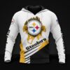 Pittsburgh Steelers White Golden Logo 3D Hoodie Zip Hoodie NFL 3D All Over Print Hoodie Zip Hoodie 1