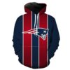 Red And Blue New England Patriots Football Patriots Hoodie 3D 0