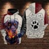 Rottweiler NFL 3D All Over Print Zip up Hoodie Option 1
