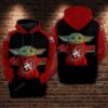San Francisco 49Ers NFL Football Hug Baby Yoda 3D All Over Print Zip up Hoodie Option 1