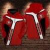 San Francisco 49Ers NFL Football Red Striped 3D All Over Printed Hoodie Zip Up Hoodie 1