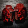 San Francisco 49Ers NFL Football Skull Red 3D All Over Printed Hoodie Zip Up Hoodie 1