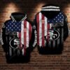 San Francisco 49Ers NFL Football Us Flag Black 3D All Over Print Zip up Hoodie Option 1
