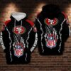 San Francisco 49ers NFL Beast Claw Ripped 3D All Over Print Zip up Hoodie Option 1