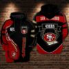 San Francisco 49Ers Nfl Football Red And Black 3D Pullover Hoodie And Zippered For Men And Women 49Ers 3D Printed Shirt San Francisco 49ers NFL Football Red and Black 3D Pullover Hoodie and Zippered for Men and Women 49ers 3D Printed Shirt 1