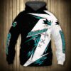 San Jose Sharks Hoodie 3D Thunder Design Pullover Nhl San Jose Sharks Hoodie 3D Thunder Design Pullover Nhl 0