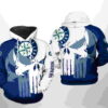 Seattle Mariners MLB Team Skull 3D Hoodie Zipper Hoodie 0