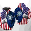 Seattle Mariners MLB US Flag 3D Hoodie Zipper Hoodie 0