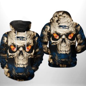 Seattle Seahawks NFL Skull Team 3D All Over Print Zip up Hoodie Option 1