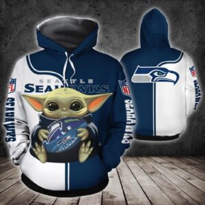 Seattle Seahawks Yoda NFL 3D All Over Print Zip up Hoodie Option 1