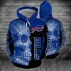 Skull Buffalo Bills 3D Hoodie Zip Hoodie NFL 3D All Over Print Hoodie Zip Hoodie 1