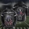 Skull Las Vegas Raiders American Football Team NFL 3D All Over Print Zip up Hoodie Option 1