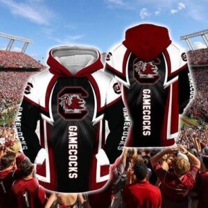South Carolina Gamecocks NFL Football Red Black White 3D All Over Print Zip up Hoodie Option 1