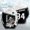 Sports American Football NFL Las Vegas Raiders Bo Jackson 3D All Over Print Zip up Hoodie Option 1