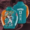 Sports American Football NFL Miami Dolphins Dan Marino 3D All Over Print Zip up Hoodie Option 1
