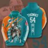 Sports American Football NFL Miami Dolphins Zach Thomas 3D All Over Print Zip up Hoodie Option 1