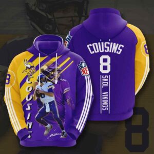 Sports American Football NFL Minnesota Vikings Kirk Cousins 3D All Over Print Zip up Hoodie Option 1